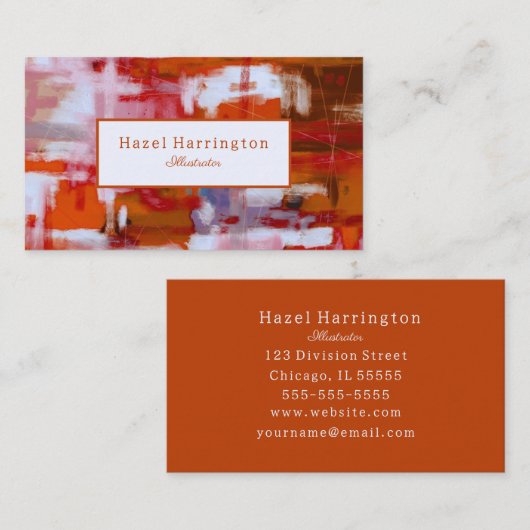はっきりした抽象芸術名刺カスタマイズ赤オレンジ 名刺 (正面/裏面)