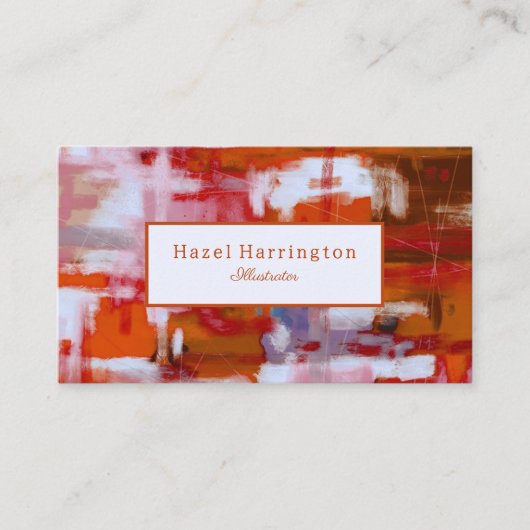 はっきりした抽象芸術名刺カスタマイズ赤オレンジ 名刺 (正面)