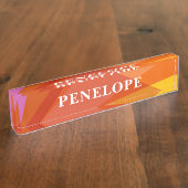 はっきりした抽象芸術幾何パーソナライズされた色 デスクネームプレート (側面)