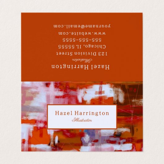 はっきりした抽象芸術折り畳みビジネスカーカスタマイズドレッド 名刺 (外部フラット)
