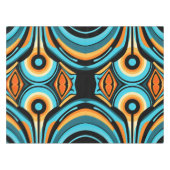 はっきりした抽象芸術波形の花Azure Cobalt Cascade テーブルクロス (正面(横))