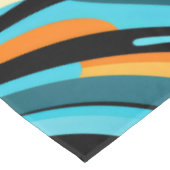 はっきりした抽象芸術波形の花Azure Cobalt Cascade テーブルクロス (アングル)