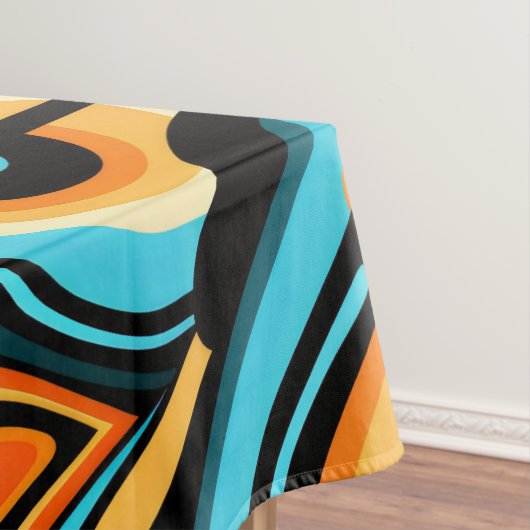 はっきりした抽象芸術波形の花Azure Cobalt Cascade テーブルクロス (インサイチュ)