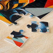 はっきりした抽象芸術猫のアートワーク ジグソーパズル (側面)