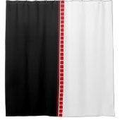 はっきりした抽象芸術白黒と赤パターン シャワーカーテン (正面)