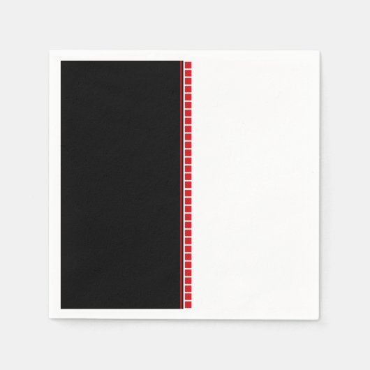 はっきりした抽象芸術白黒と赤パターン スタンダードカクテルナプキン (正面)