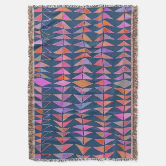 はっきりした抽象芸術絵を描ジオメトリ三角形(青) スローブランケット (正面縦)
