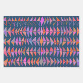 はっきりした抽象芸術絵を描ジオメトリ三角形(青) ラッピングペーパーシート (正面)