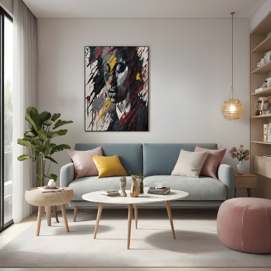 はっきりした抽象芸術表現主義ポートレートアモダンート ポスター