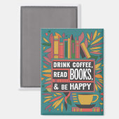 はっきりした抽象芸術「コーヒーを飲む読Books」マグネット マグネット (正面/裏面)