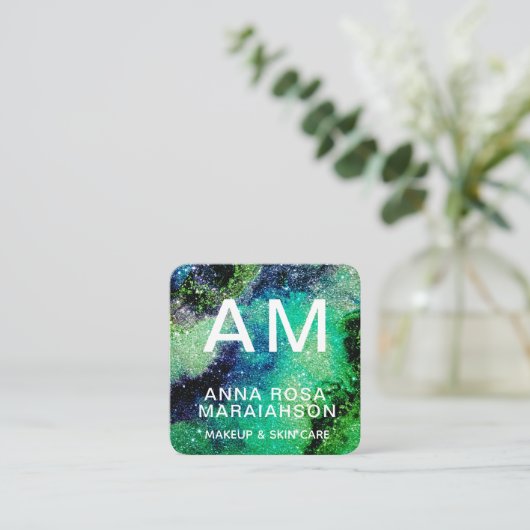 *～*はっきりした抽象芸術・ロゴアートグリッターQR スクエア名刺 (スタンド正面)