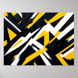 はっきりした抽象芸術 – 黒い背景を打つ ポスター