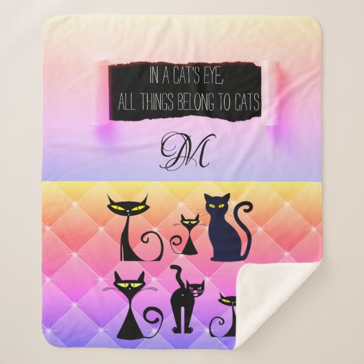 はっきりした数々のモダンレトロ猫好き シェルパブランケット (正面)