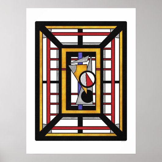 はっきりした数々の色デコ幾何学的抽象化 ポスター (正面)