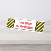 「はっきりした数分で戻る！」+ストライプ デスクネームプレート (正面)