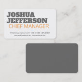 はっきりした文字グレイ白プレーンモダンミニマリスト 名刺 (正面/裏面)