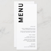 はっきりした文字ミニマルシンプルの結婚メニュー メニュー (正面/裏面)