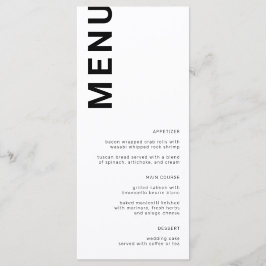 はっきりした文字ミニマルシンプルの結婚メニュー メニュー (正面)