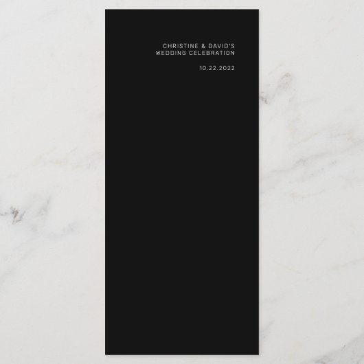 はっきりした文字ミニマル黒のメ結婚ニュー メニュー (裏面)