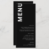 はっきりした文字ミニマル黒のメ結婚ニュー メニュー (正面/裏面)