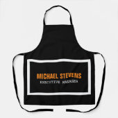 はっきりした文字白黒オレンスタイリッシュジあなたの名前 エプロン (正面)