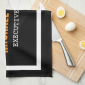 はっきりした文字白黒オレンスタイリッシュジあなたの名前 キッチンタオル (四つ折り)