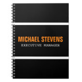 はっきりした文字白黒オレンスタイリッシュジあなたの名前 ノートブック (正面)