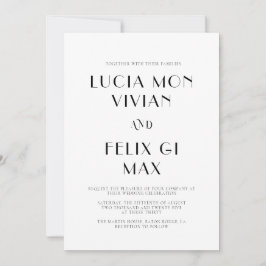 はっきりした文字白黒シックモダン結婚ズ 招待状