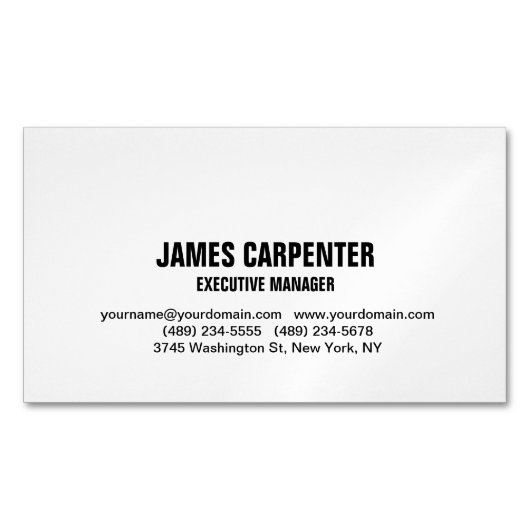 はっきりした文字白黒ユニークモダンプロフェッショナル マグネット名刺 (正面)