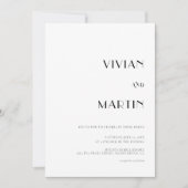 はっきりした文字白黒結婚のオールインワンQR 招待状 (正面)