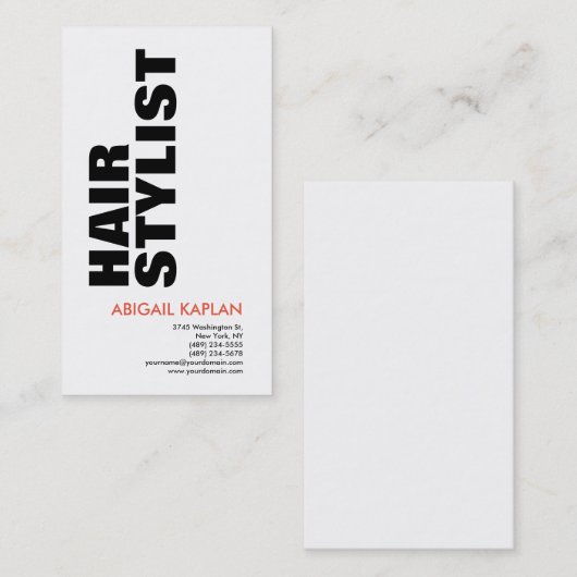 はっきりした文字美容師モダンミニマルエレガントリスト 名刺 (正面/裏面)