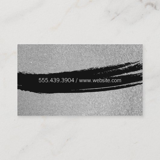 はっきりした文字/ブラックスブラシグリッター/ （シルバー） 名刺 (裏面)