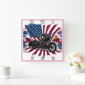 はっきりした旗鮮やか付き自転車 スクエア壁時計 (ホーム)