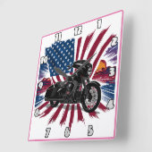 はっきりした旗鮮やか付き自転車 スクエア壁時計 (傾斜)