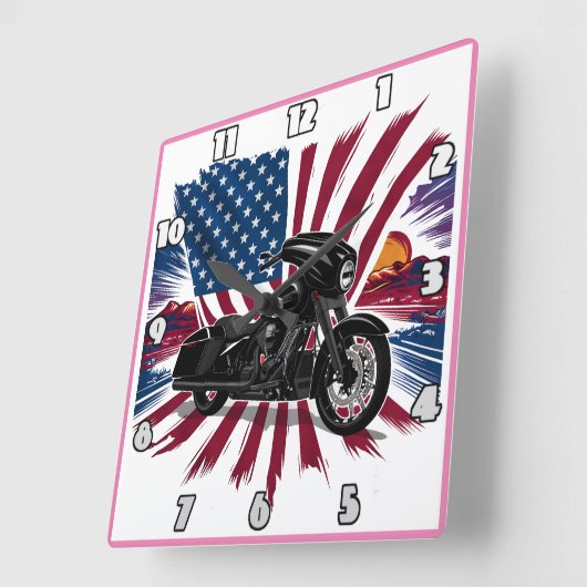 はっきりした旗鮮やか付き自転車 スクエア壁時計 (傾斜)