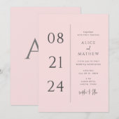 はっきりした日付ミニマルモダン結婚式招待状 招待状 (正面/裏面)