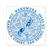 はっきりした日本のコイ池ファミリ名差出人住所 セルフインキングスタンプ (デザイン)