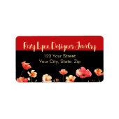 はっきりした明るいフローラ |赤と黒 |差出人住所 ラベル (正面)