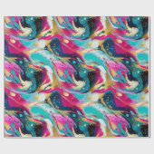 はっきりした明るい赤紫色ティール（緑がかった色）抽象芸術と冶金デザイン ラッピングペーパー (フラット)