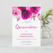 はっきりした明るい赤紫色鮮やかピンクローズキンセアニェラパーティー 招待状 (スタンド正面)