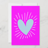 はっきりした明るい赤紫色&ライトブルー誕生日 招待状 (裏面)