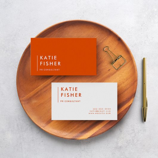 はっきりした明るい:オモダンレンジと白 名刺