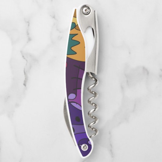 、はっきりした明るい、カラフルの抽象芸術の落書きの芸術 ソムリエナイフ (裏面)