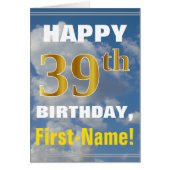 はっきりした曇り空フェイク、金ゴールド39番目の誕生日+名前 (正面)