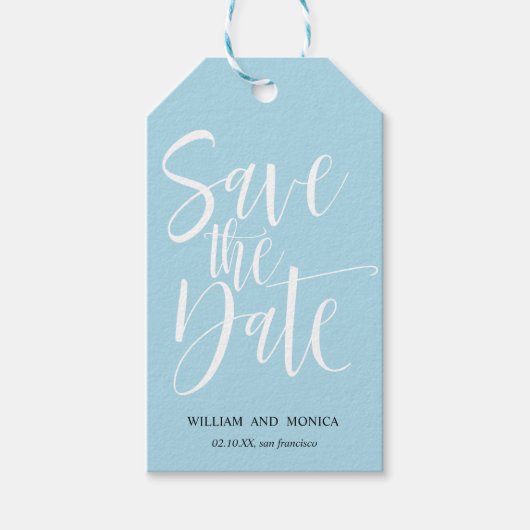 はっきりした書道ホワイト結婚AZUREモダン ギフトタグ (正面)