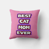 はっきりした最高のカラフル猫ママおもしろいタイポグラフィ クッション (裏面)