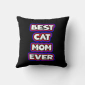 はっきりした最高のカラフル猫ママおもしろいタイポグラフィ クッション (裏面)