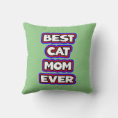 はっきりした最高のカラフル猫ママおもしろいタイポグラフィ クッション (裏面)