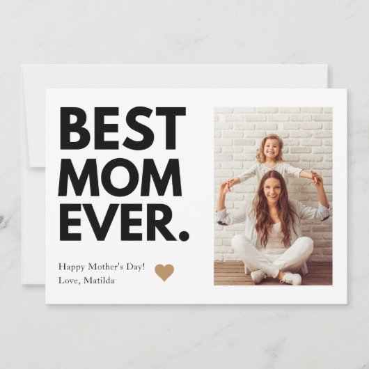 はっきりした最高の母の日の写真 カード (正面)