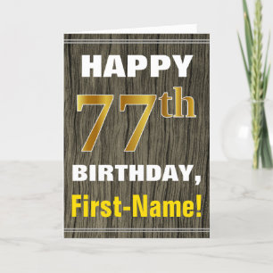はっきりした木フェイク、フェイク金ゴールド77誕生日+名前 カード